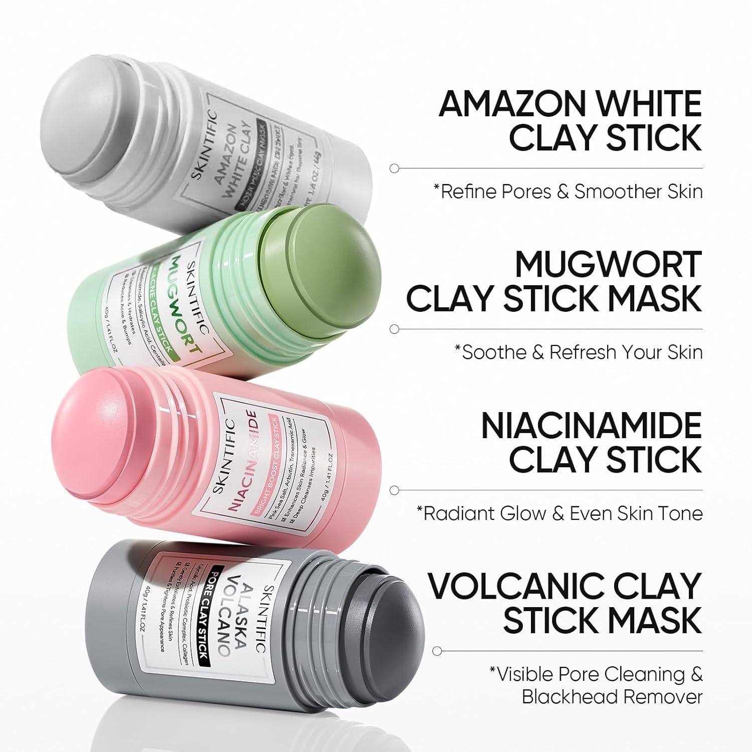 Deep Pore Cleansing Blackhead Remover Face Mask Stick, Mud Mask with Natural Alaska Volcano Clay, Gentle Exfoliating, Smoothing Skin, Non-Drying, Skincare Facial Mask
